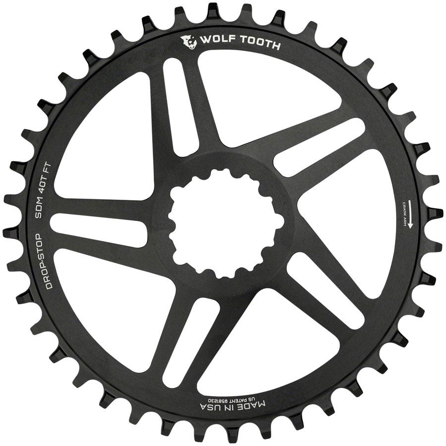 Wolf Tooth Direct Mount Chainring - 40t, SRAM Direct Mount, For SRAM 3-Bolt, 6mm Offset, Drop-Stop, Flattop Compatible, Black
